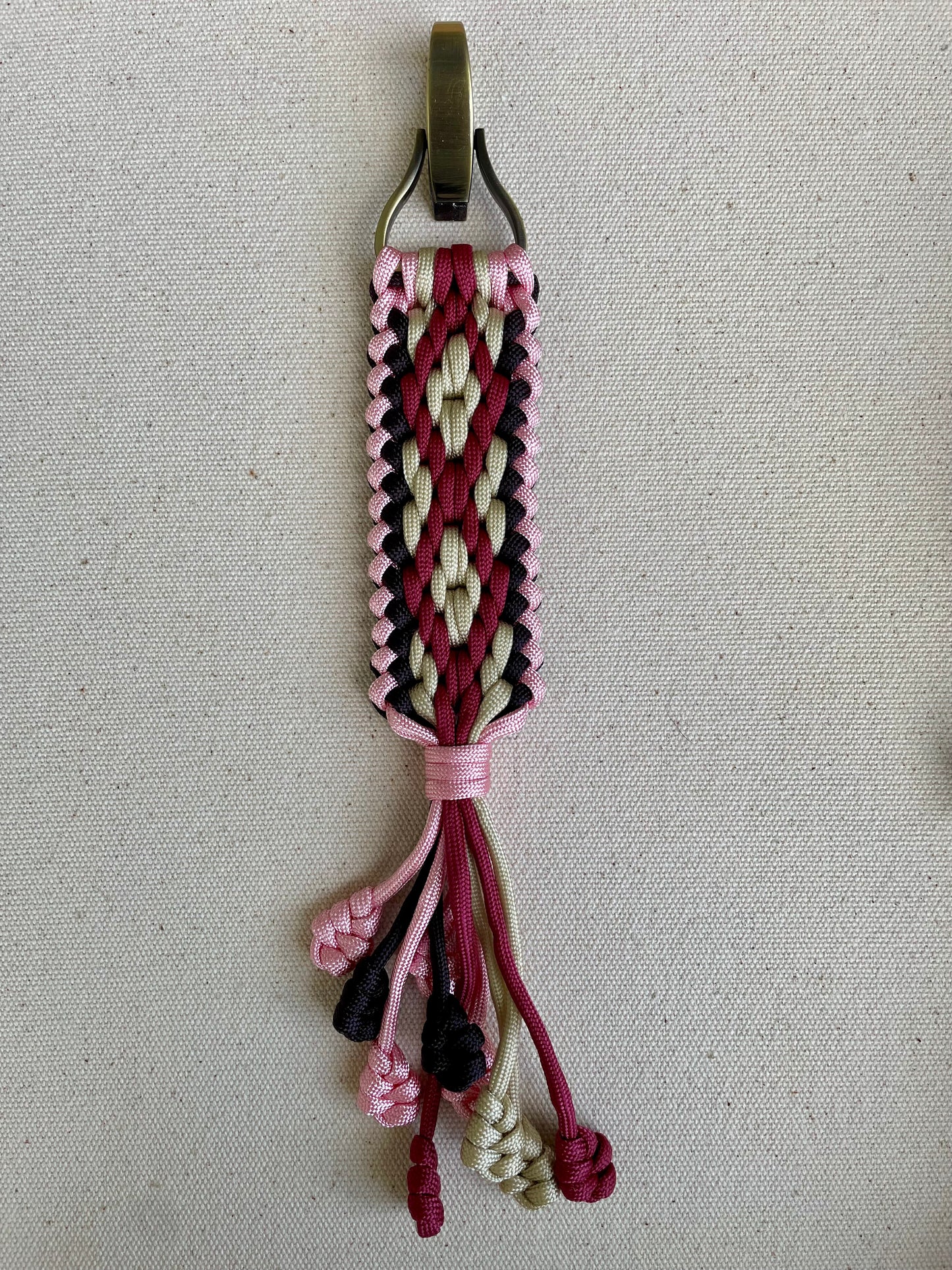 Macramé Paracord Keychain in Cherry Blossom Diamond Pattern - Zaira Collection