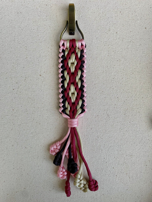 Macramé Paracord Keychain in Cherry Blossom Diamond Pattern - Zaira Collection