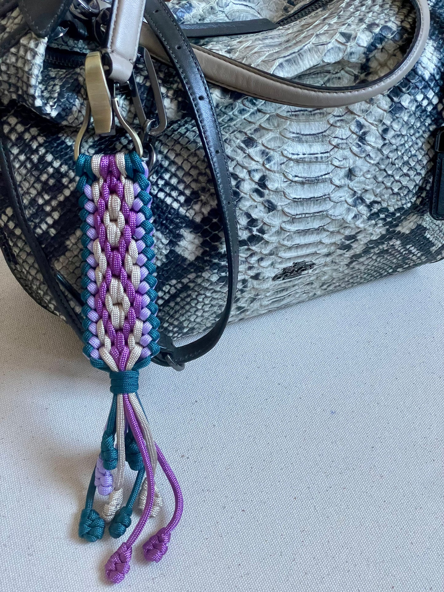 Macramé Paracord Keychain in Prism Pop Diamond Pattern - Zaira Collection