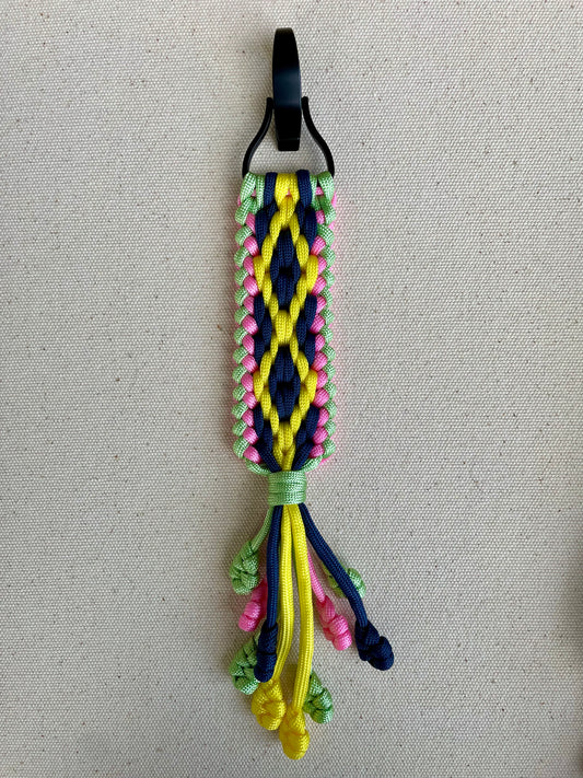 Macramé Paracord Keychain in Confetti Burst Diamond Pattern - Zaira Collection