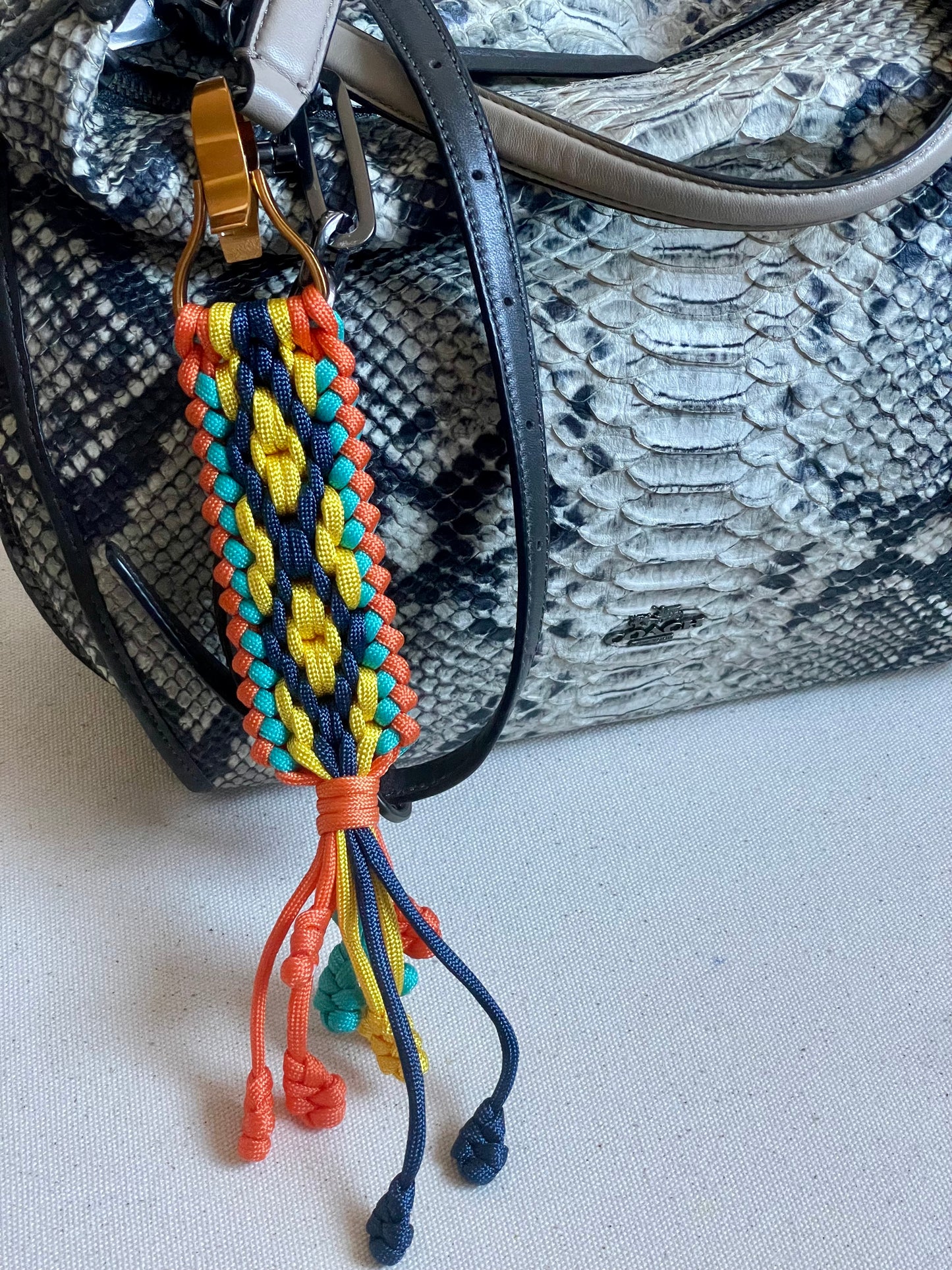 Macramé Paracord Keychain in Firecracker Diamond Pattern - Zaira Collection