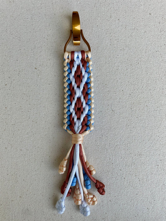 Macramé Paracord Keychain in Sandstone Diamond Pattern - Zaira Collection