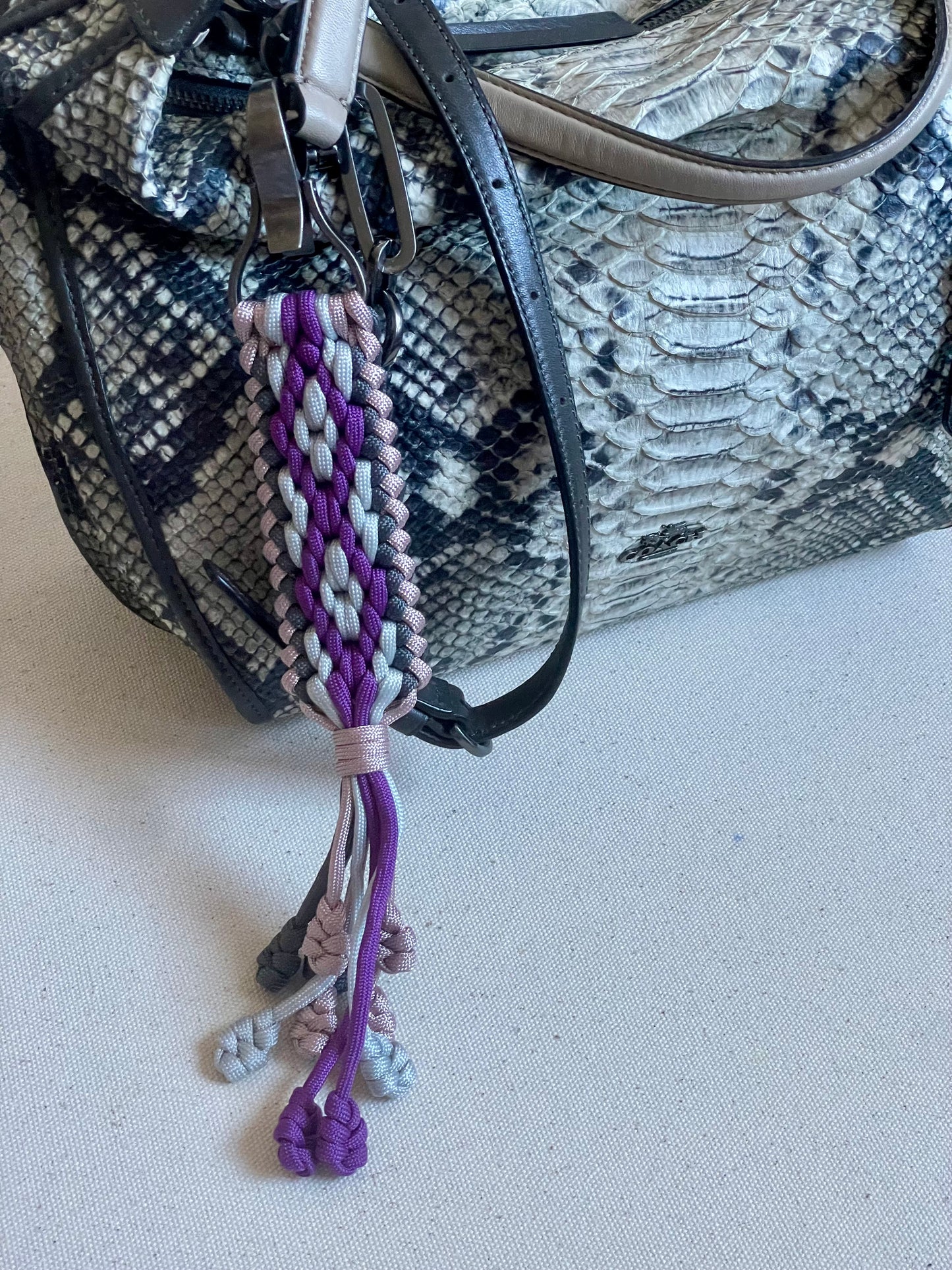 Macramé Paracord Keychain in Galaxy Pop Diamond Pattern - Zaira Collection