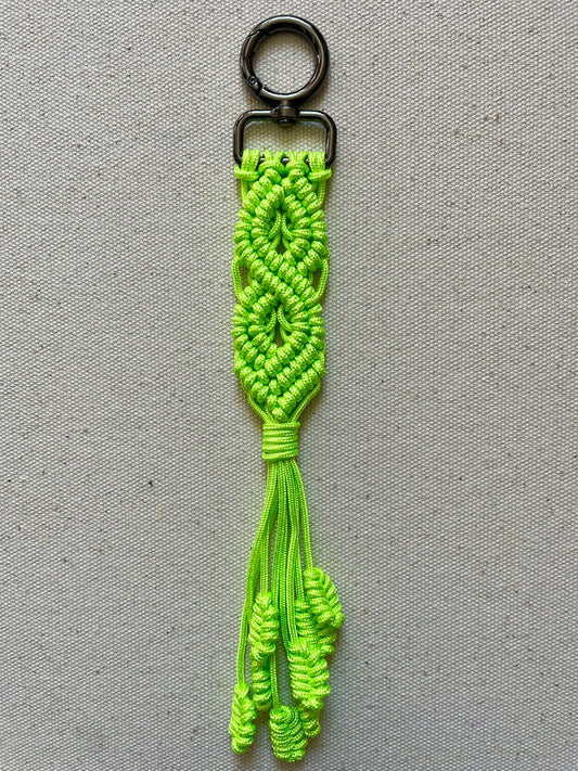 Macramé Paracord Keychain – Yellow Green Double Diamond Knot