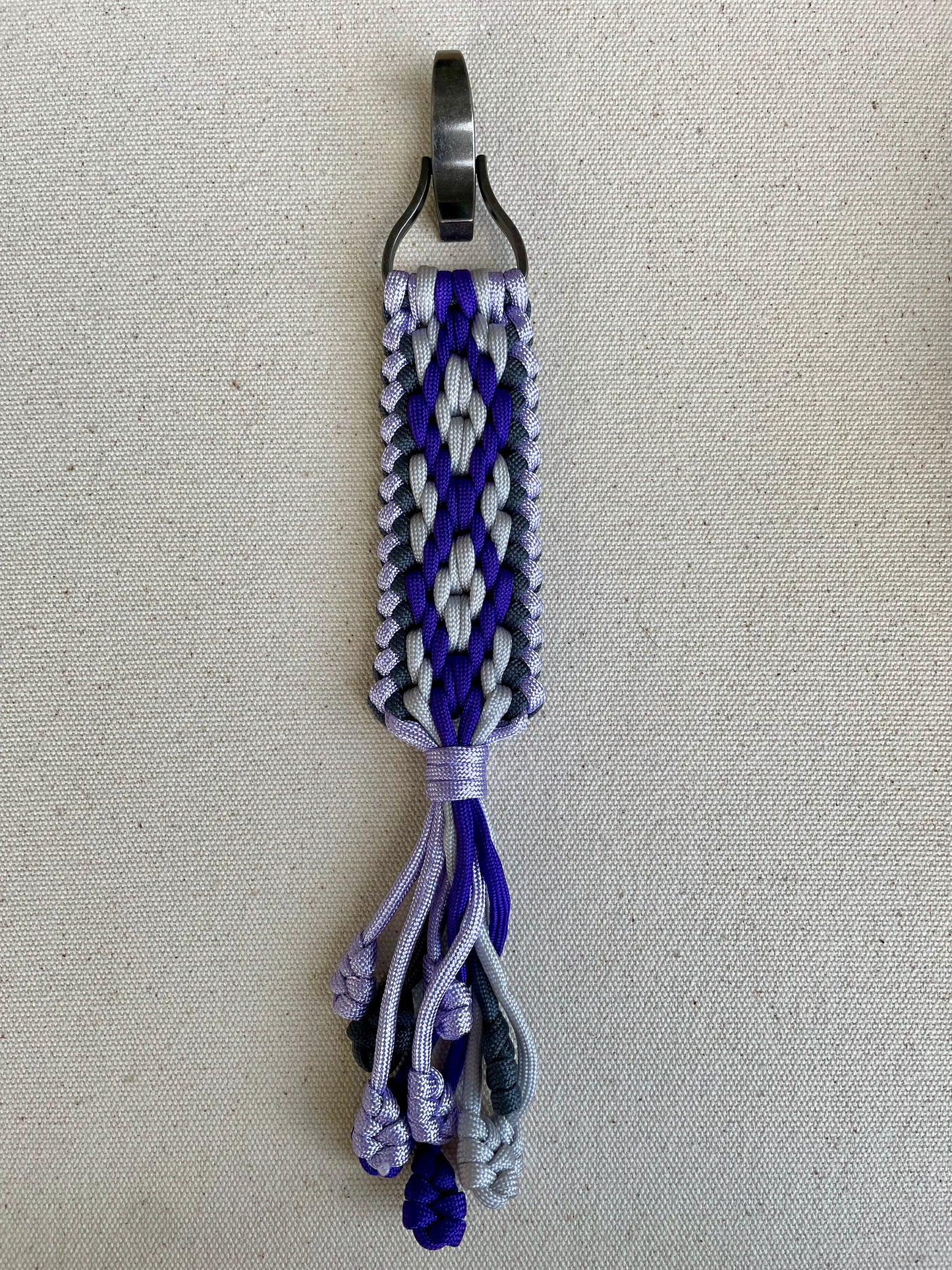 Macramé Paracord Keychain in Cosmic Grape Diamond Pattern - Zaira Collection