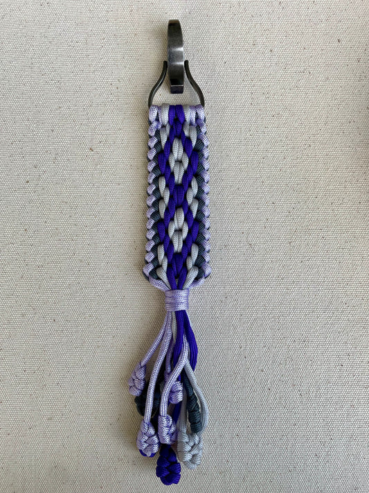 Macramé Paracord Keychain in Cosmic Grape Diamond Pattern - Zaira Collection