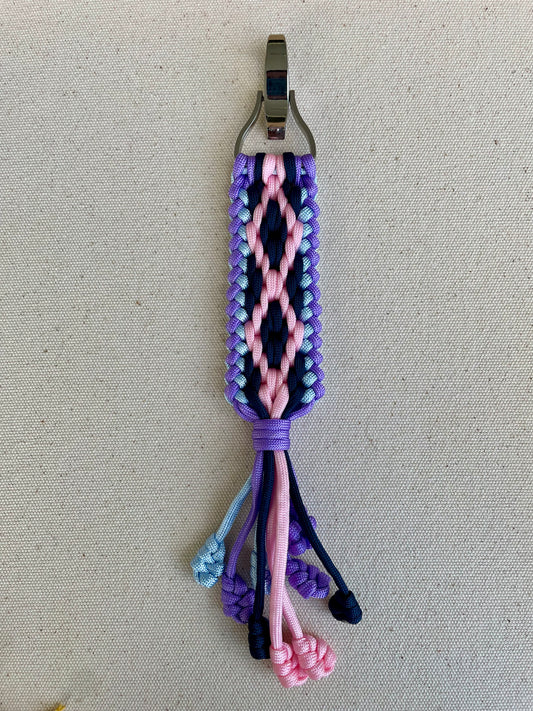 Macramé Paracord Keychain in Unicorn Dream Diamond Pattern - Zaira Collection