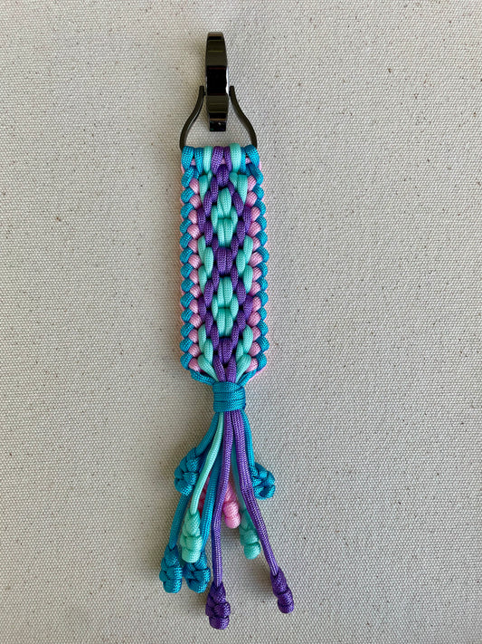 Macramé Paracord Keychain in Cotton Candy Diamond Pattern - Zaira Collection
