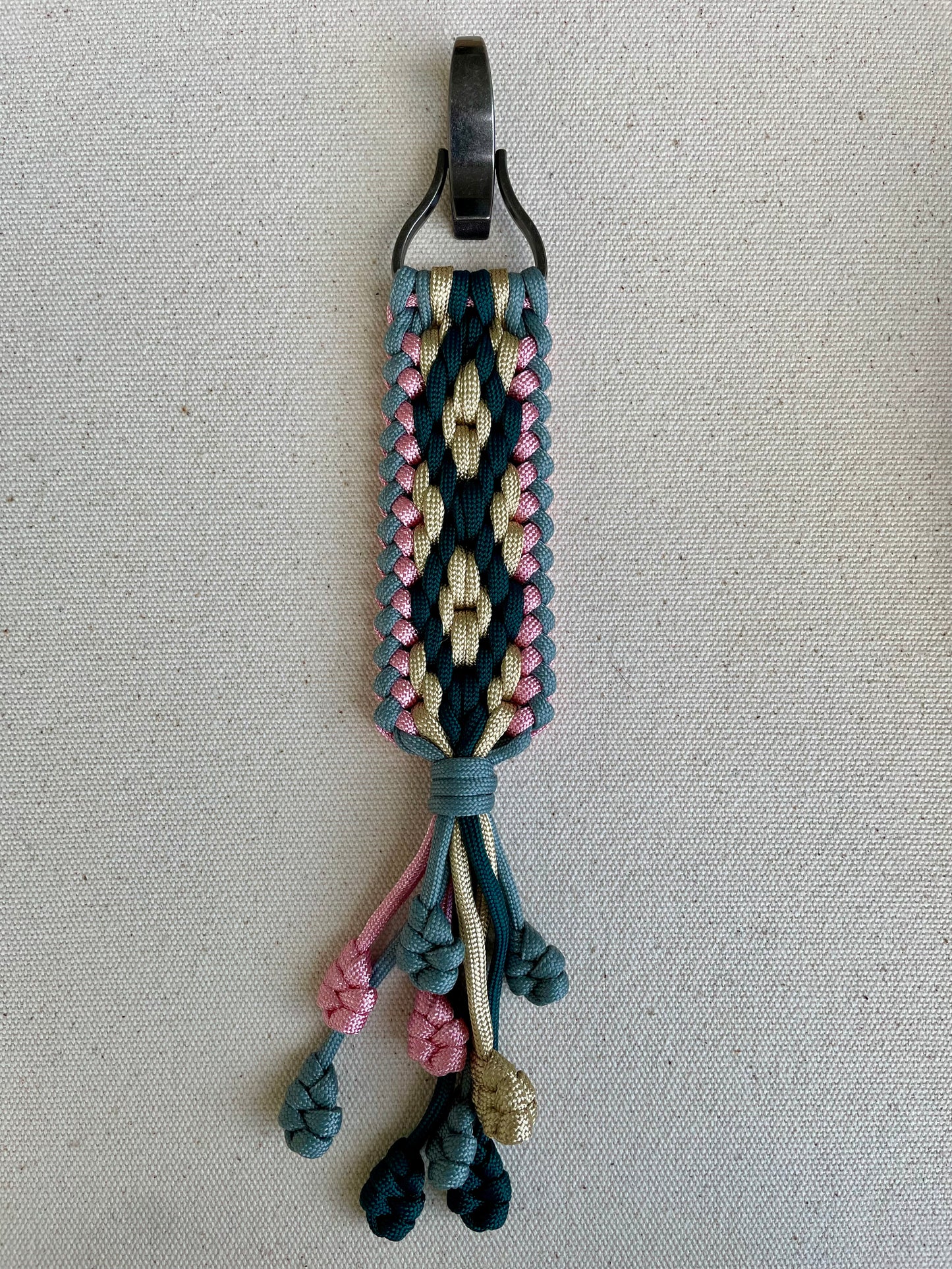 Macramé Paracord Keychain in Enchanted Forest Diamond Pattern - Zaira Collection