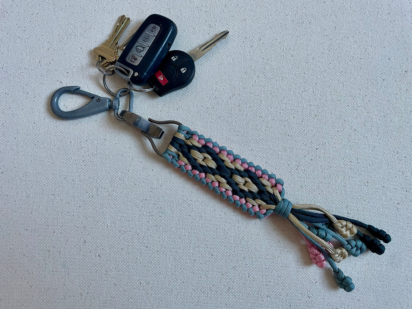 Macramé Paracord Keychain in Enchanted Forest Diamond Pattern - Zaira Collection
