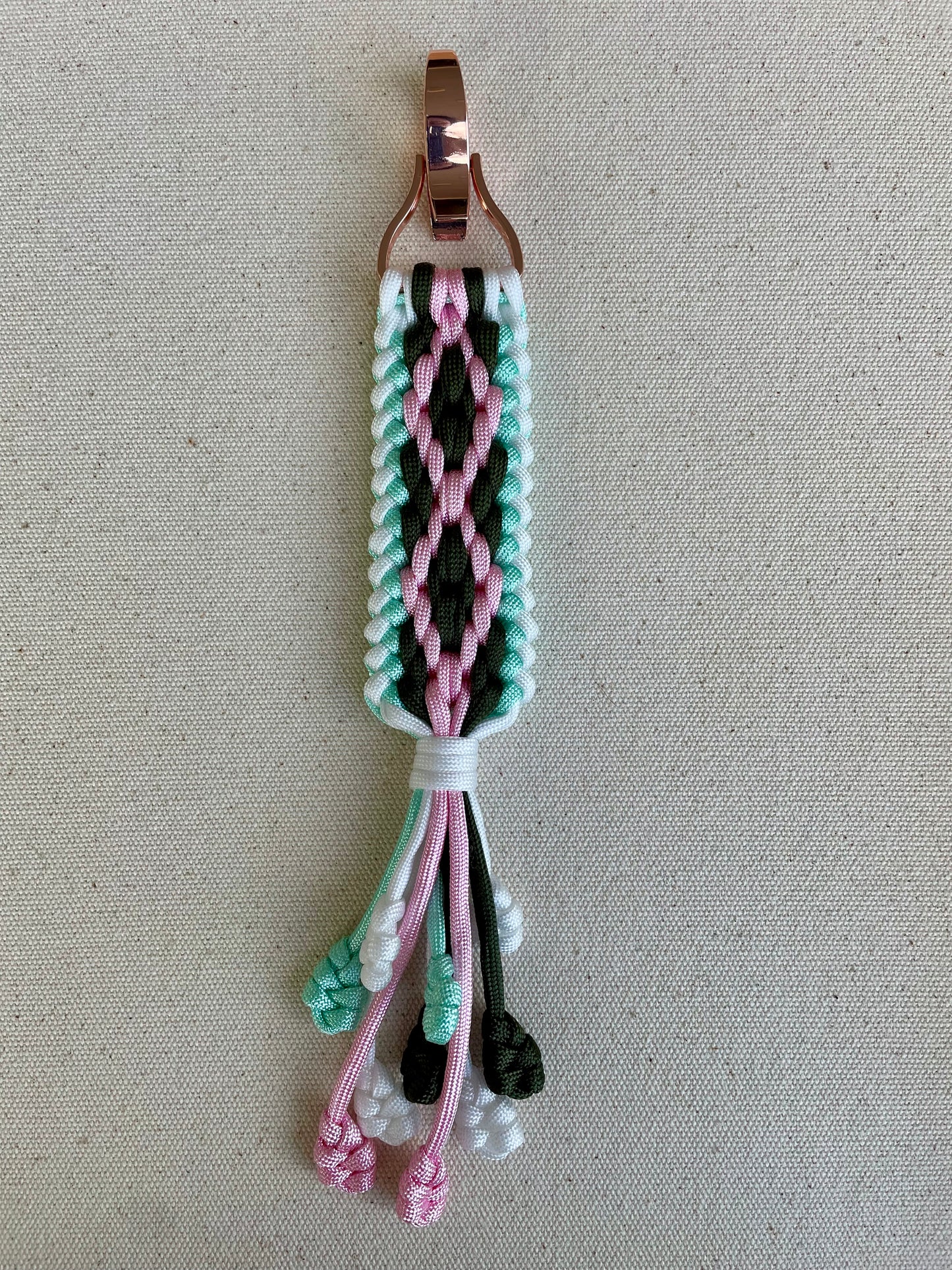 Macramé Paracord Keychain in Egg Hunt Diamond Pattern - Zaira Collection