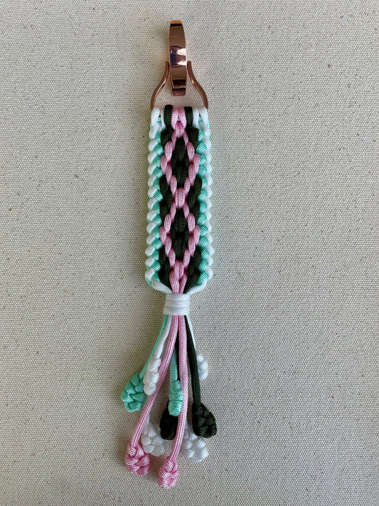 Macramé Paracord Keychain in Egg Hunt Diamond Pattern - Zaira Collection