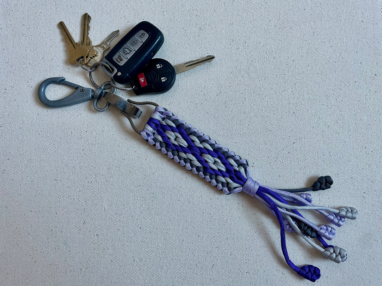Macramé Paracord Keychain in Cosmic Grape Diamond Pattern - Zaira Collection