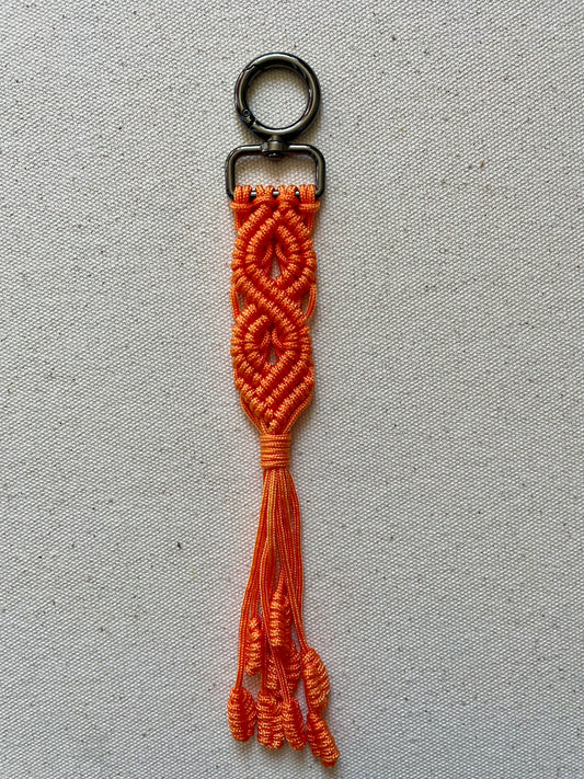 Macramé Paracord Keychain – Orange Double Diamond Knot