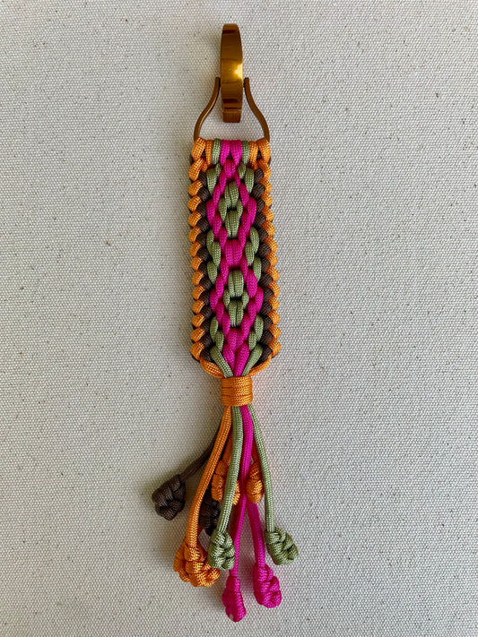 Macramé Paracord Keychain in Tropical Sunset Diamond Pattern - Zaira Collection